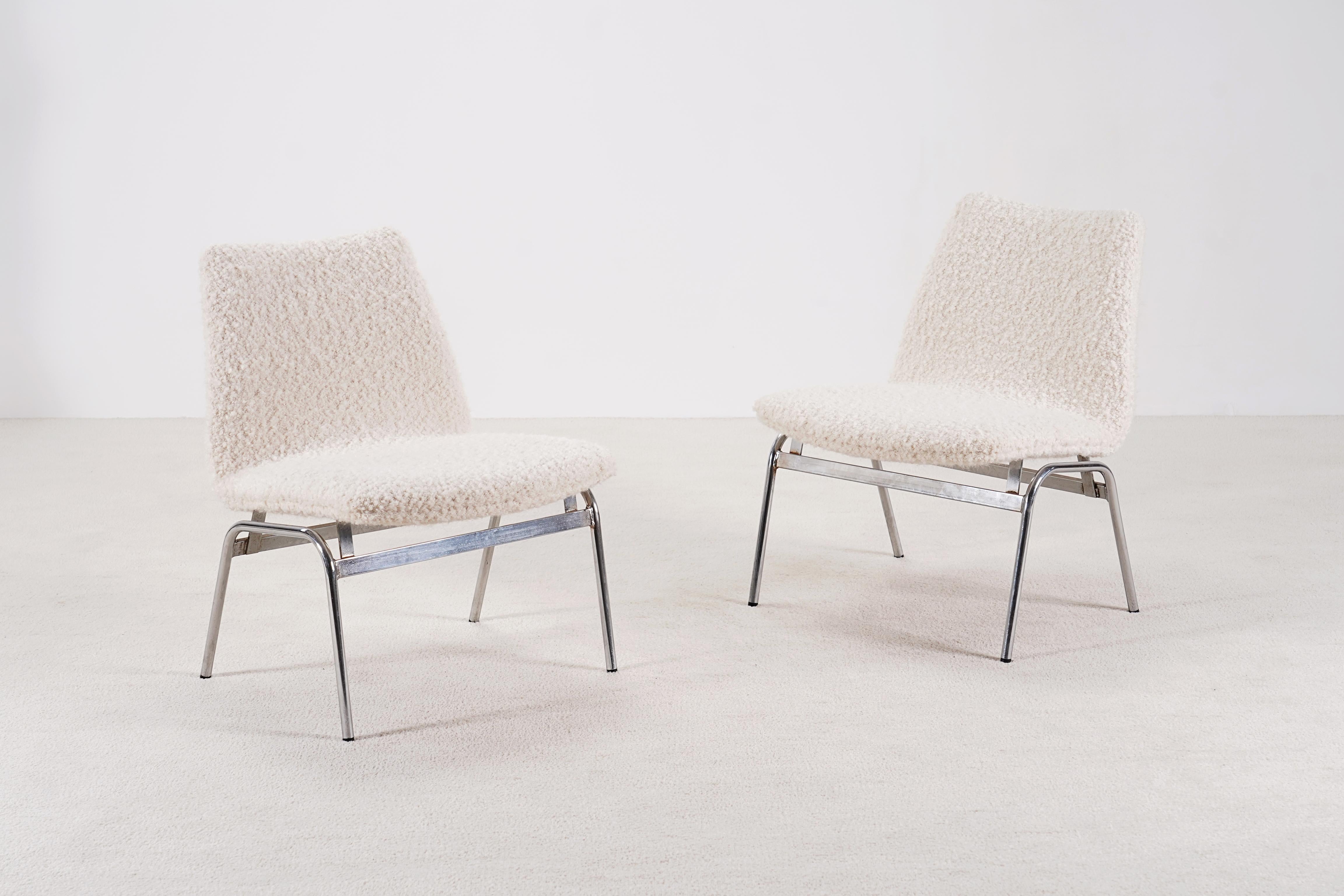 Fin du 20e siècle Ensemble de 4 fauteuils danois, tissus Bouclé, 1970 en vente