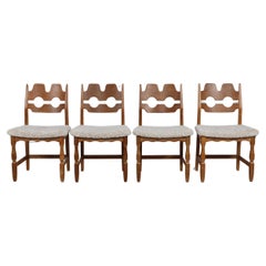 Set of 4 Danish Henning Kjærnulf Razor Blade Chairs of Oak + New Sheepskin 1970s