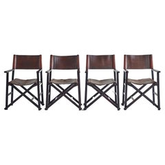 Set of 4 Danish Leather Folding Director's Chairs