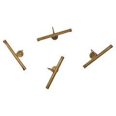 Set of 4 Danish Library / Painting Wall Lamps in Brass