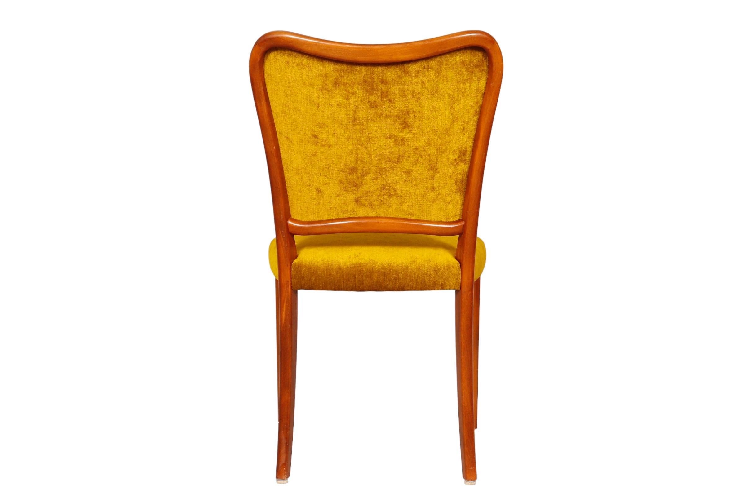 Velvet Set of 4 Danish Mid-Century Modern Dining Chairs