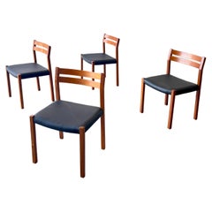 Ensemble de 4 chaises de salle à manger danoises de style mi-siècle moderne J.L Moller Moblefabrik