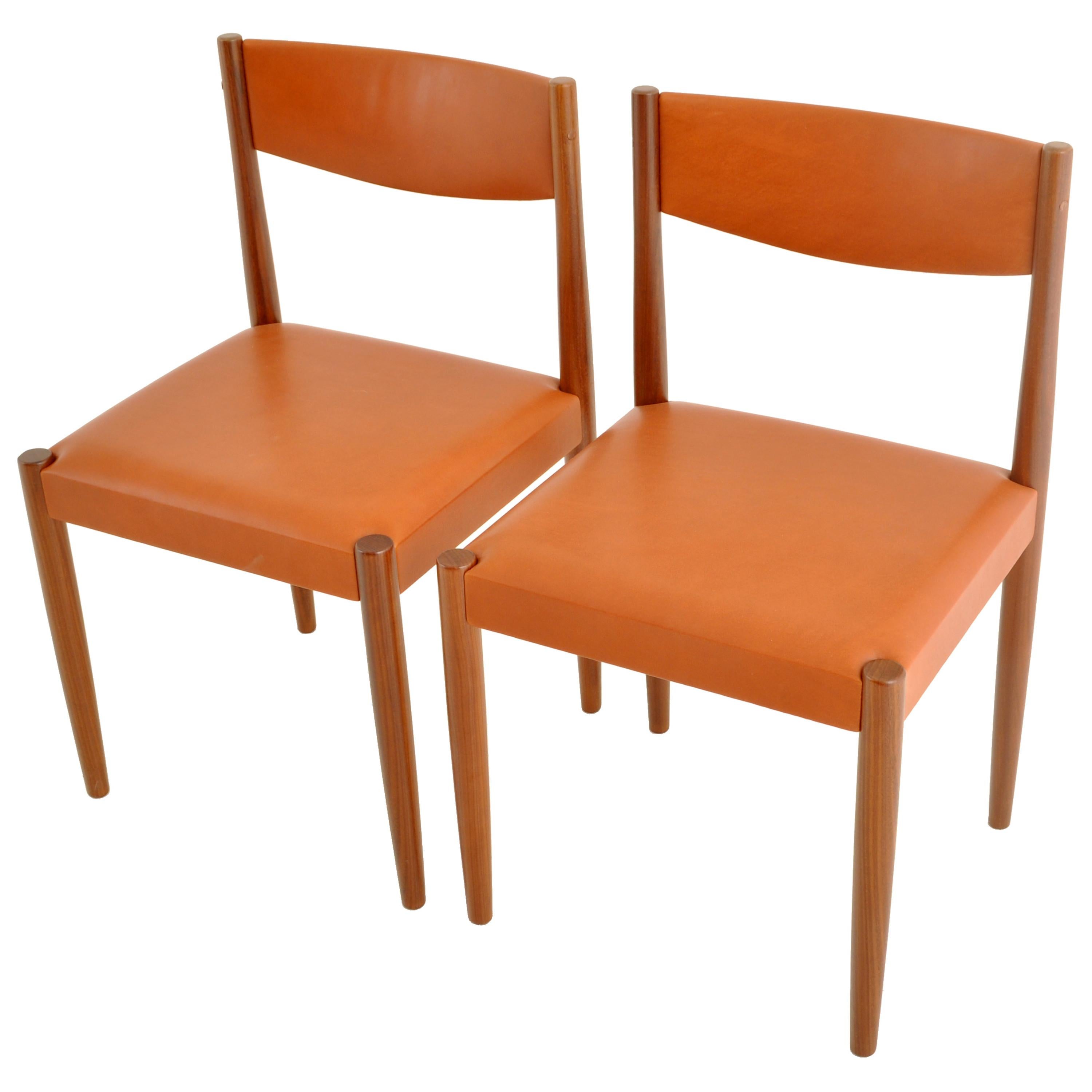 Set of 4 Danish Mid-Century Modern Teak Dining Chairs New Leather, 1960s In Good Condition In Portland, OR