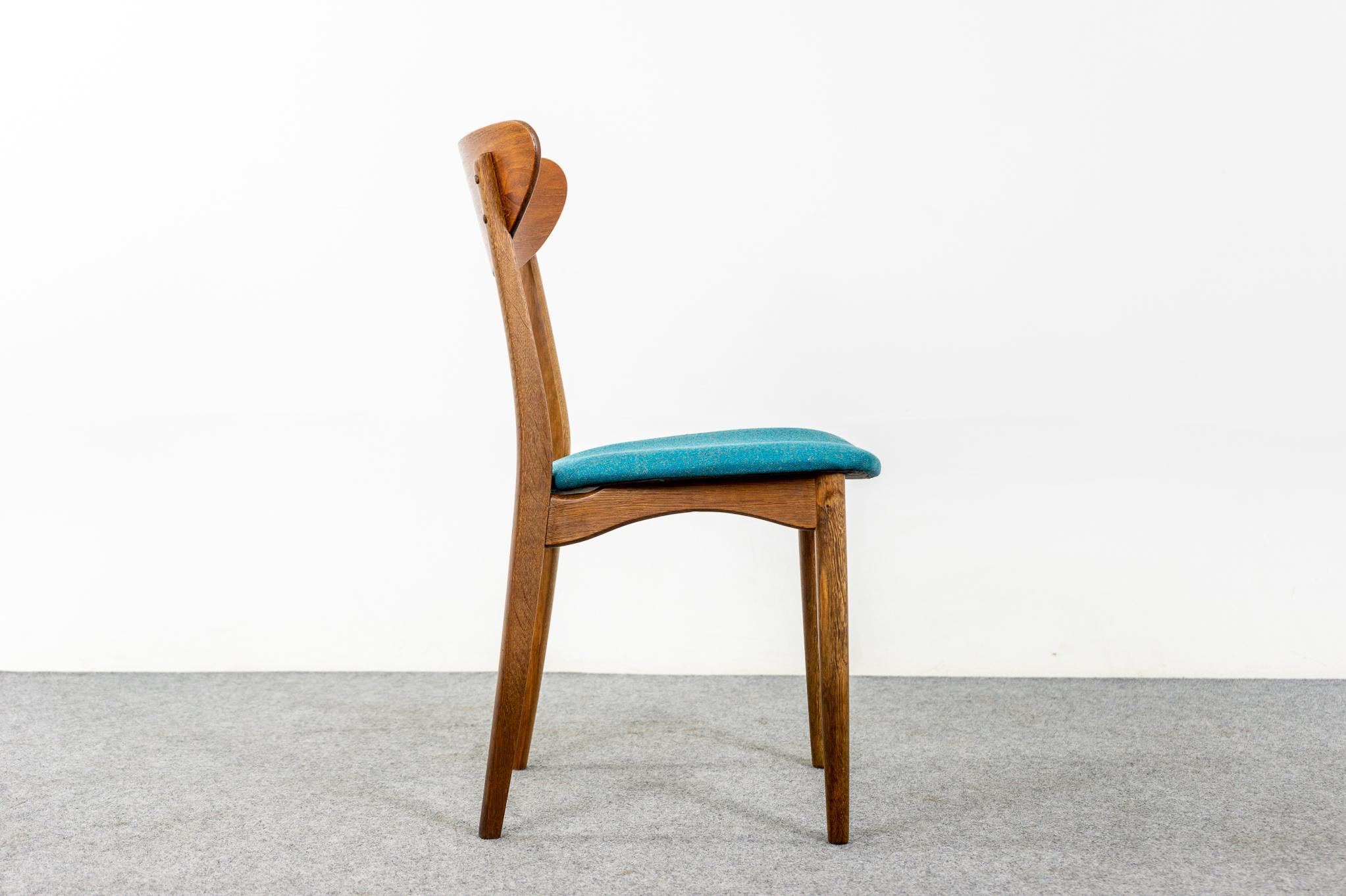 Wool Set of 4 Danish Mid-Century Modern Teak & Oak Dining Chairs