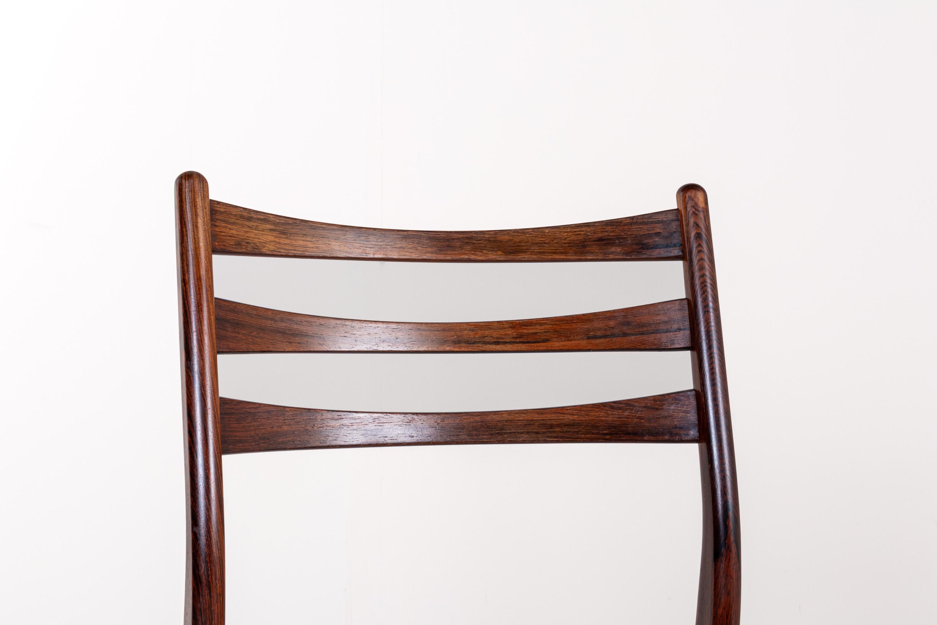 Juego de 4 sillas de comedor danesas de palisandro de mediados de siglo en venta 2
