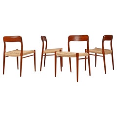 Set of 4 Danish Model 75 Chairs in Teak by Niels O. Møller