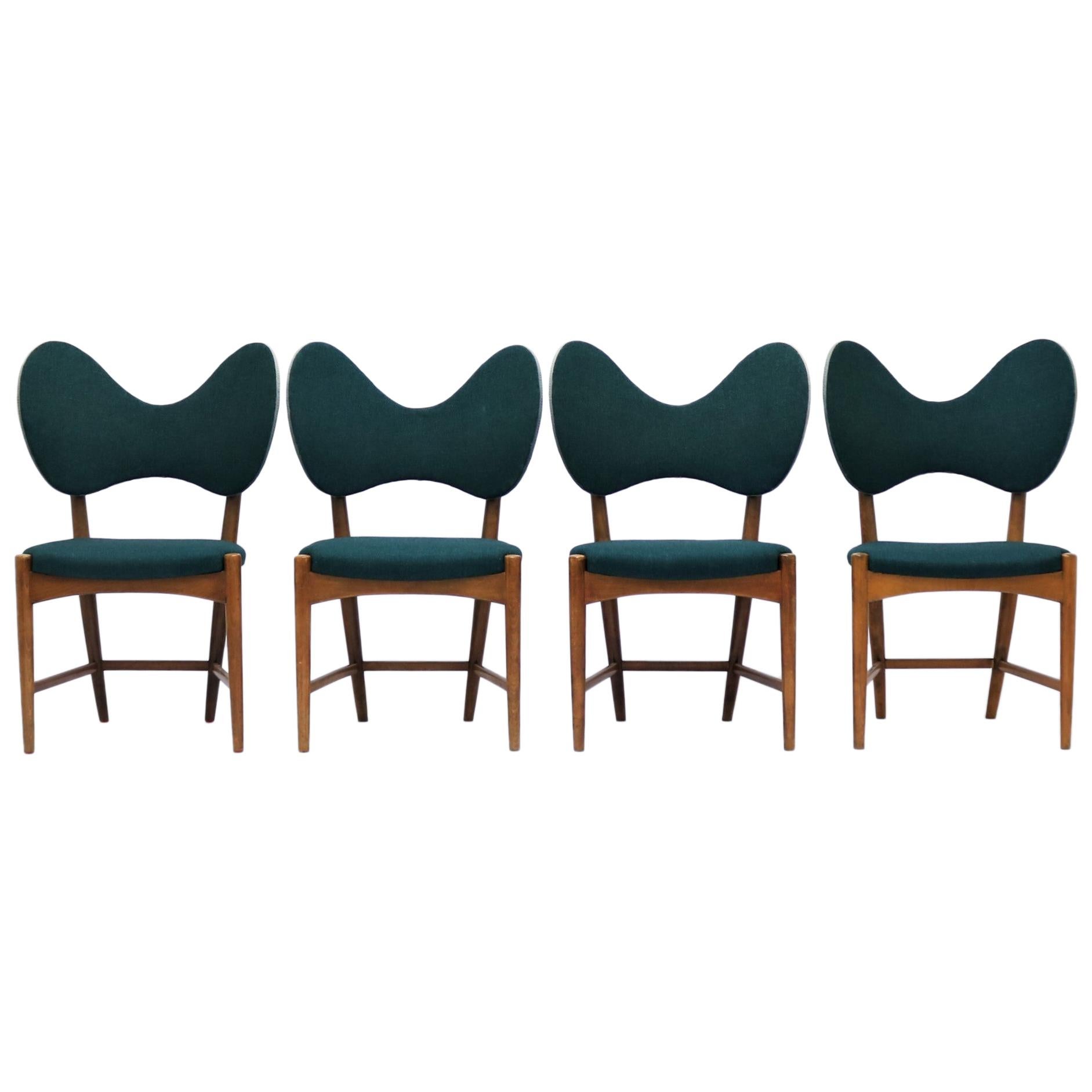 Danish Modern "Butterfly" Chairs by Eva & Nils Koppel, set of 4, 1950s