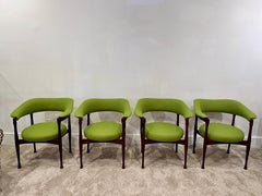 Set of 4 Danish Modern Curved Armchairs, 1950's