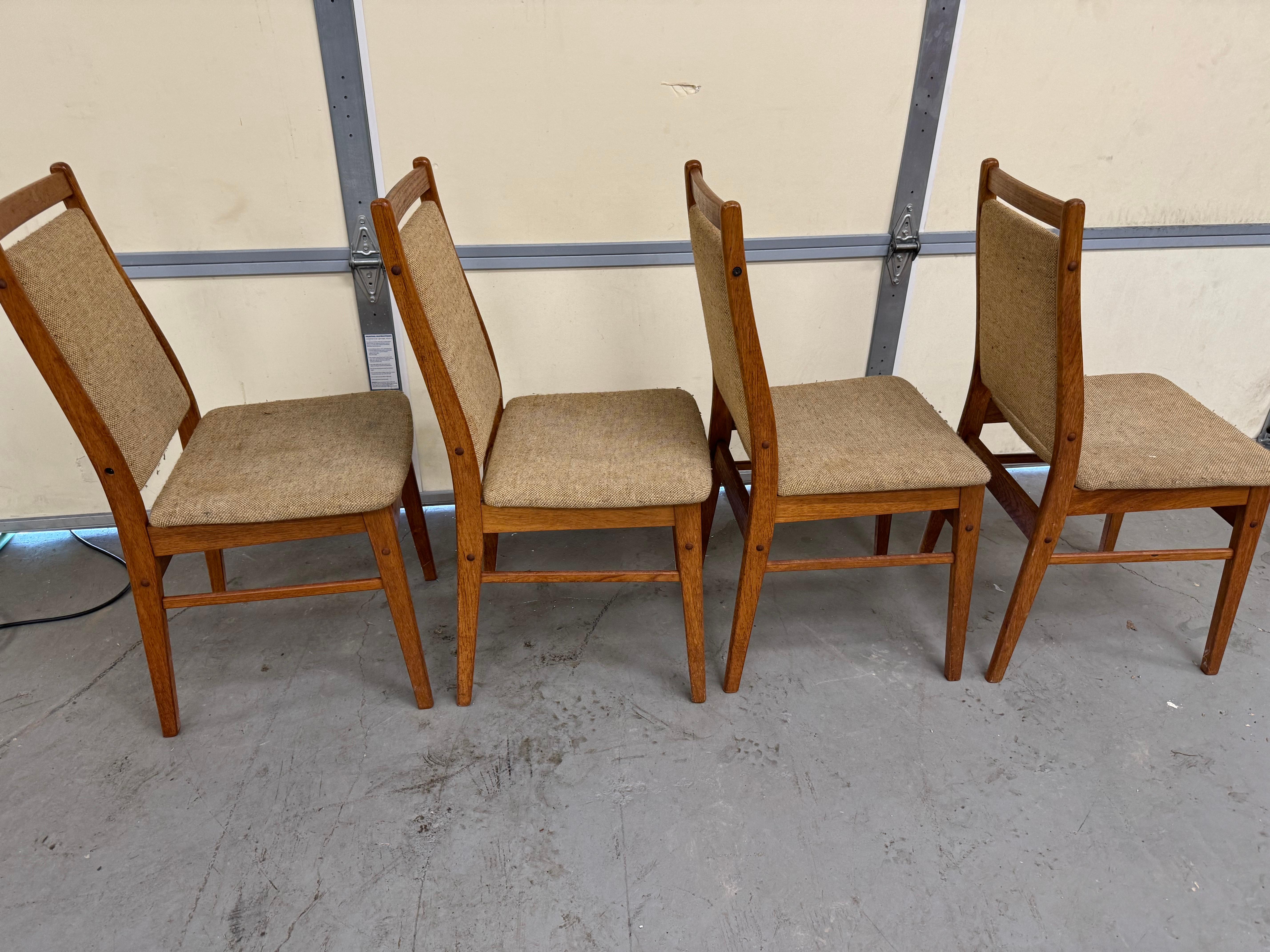 Set of 4 Danish Modern  Gangso Mobler Highback Teak Dining Chairs In Fair Condition For Sale In Wilmington, DE