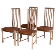 Set of 4 Danish Modern Kvist Dining Chairs in Beech with Leather Seats