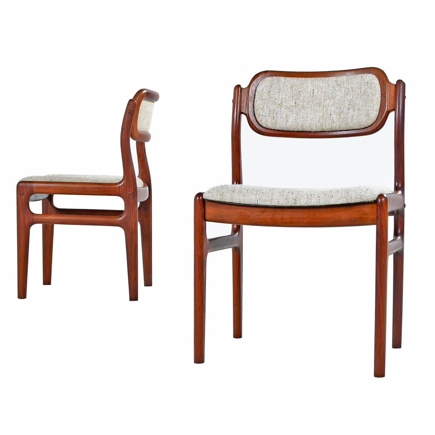 Mid-Century Modern Johannes Andersen Rosewood Dining Chairs for Uldum Møbelfabrik Set of Four