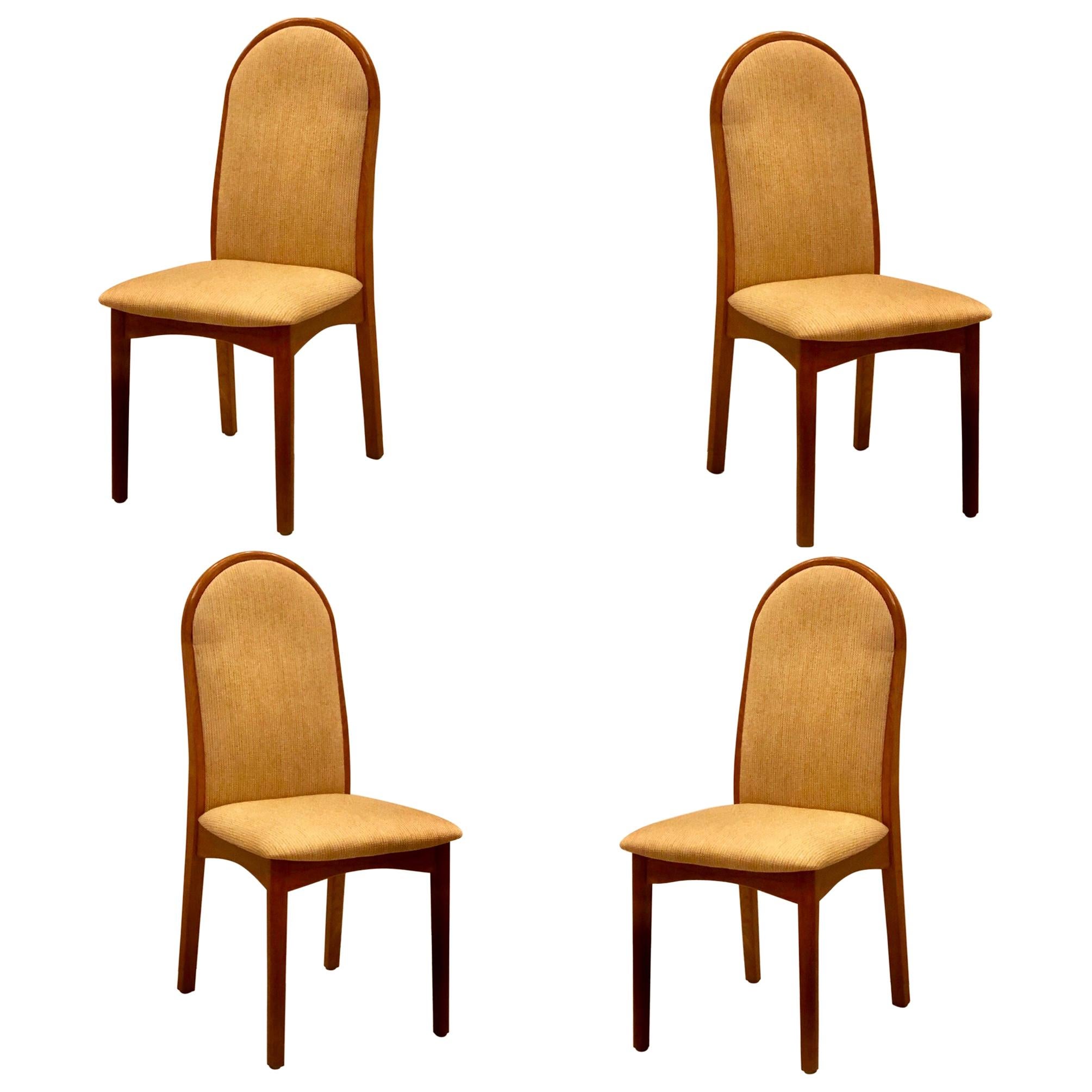 Set of 4 Danish Modern Tall Back Dinning Chairs