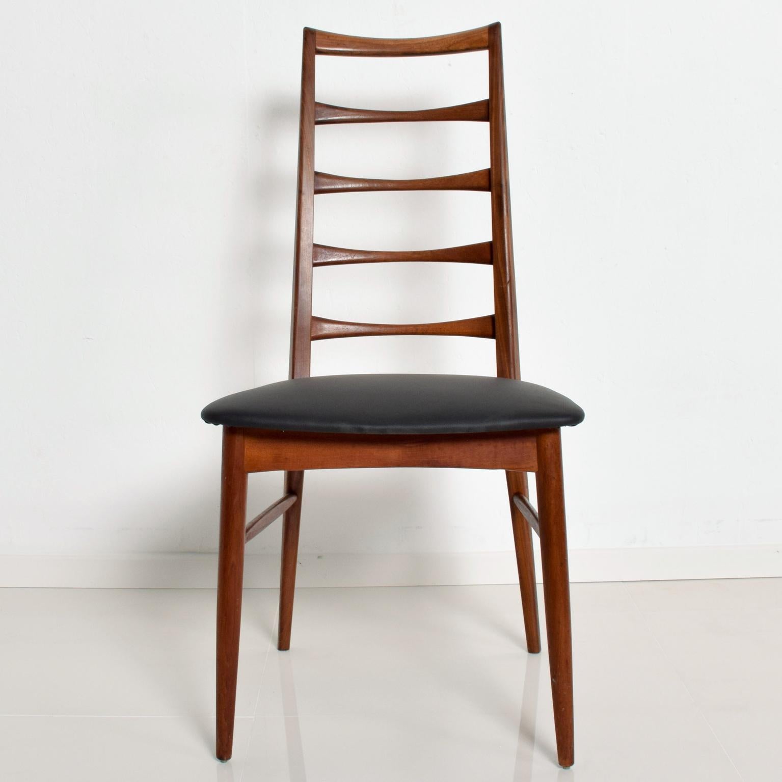 Scandinavian Modern Set of 4 Danish Modern Teak Ladder Back Niels Koefoeds Dining Chairs Hornslet