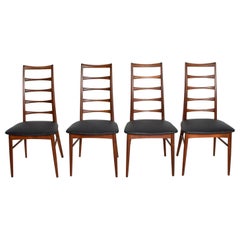 Set of 4 Danish Modern Teak Ladder Back Niels Koefoeds Dining Chairs Hornslet