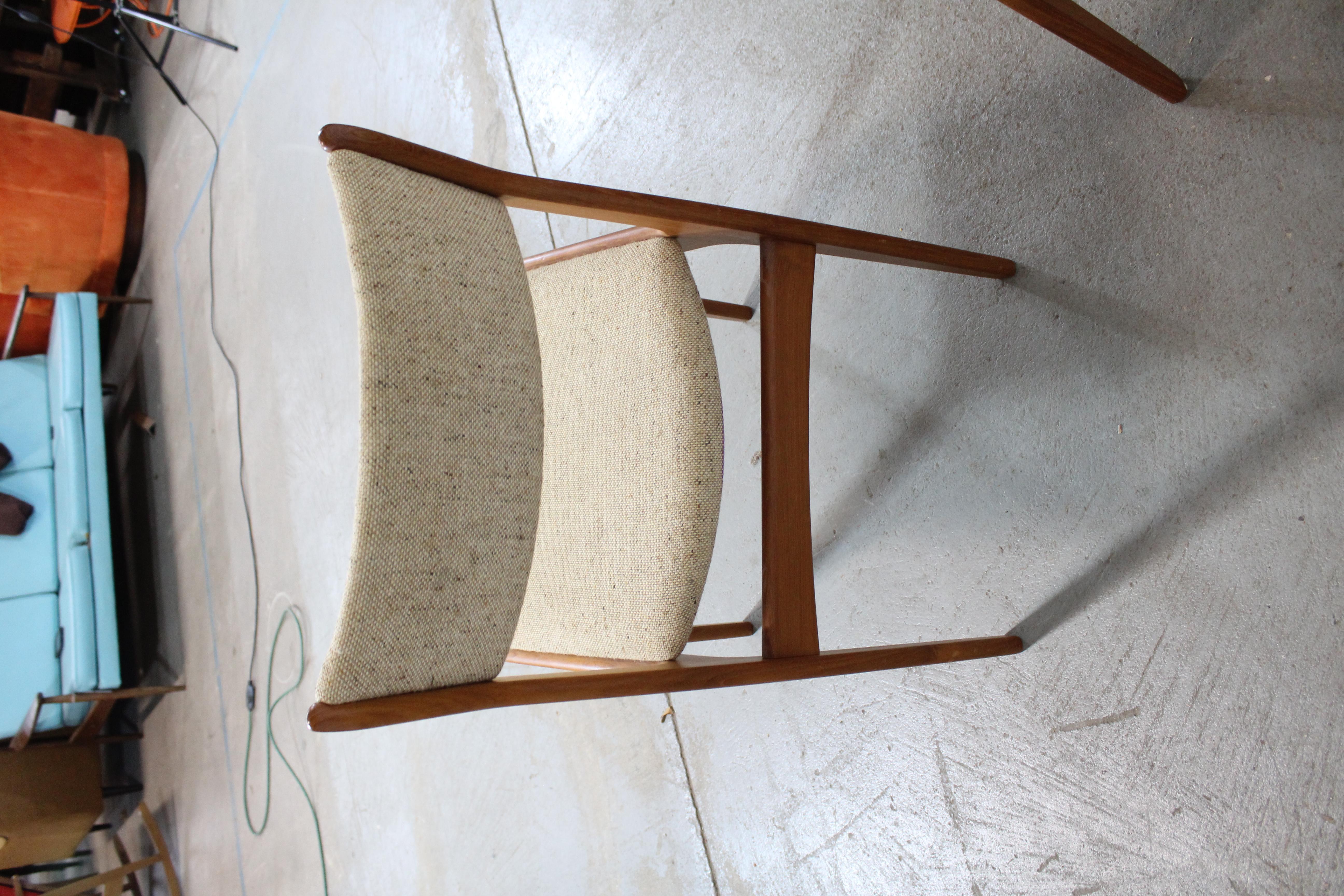 Set of 4 Danish Modern Teak Side Dining Chairs by D-Scan In Fair Condition In Wilmington, DE