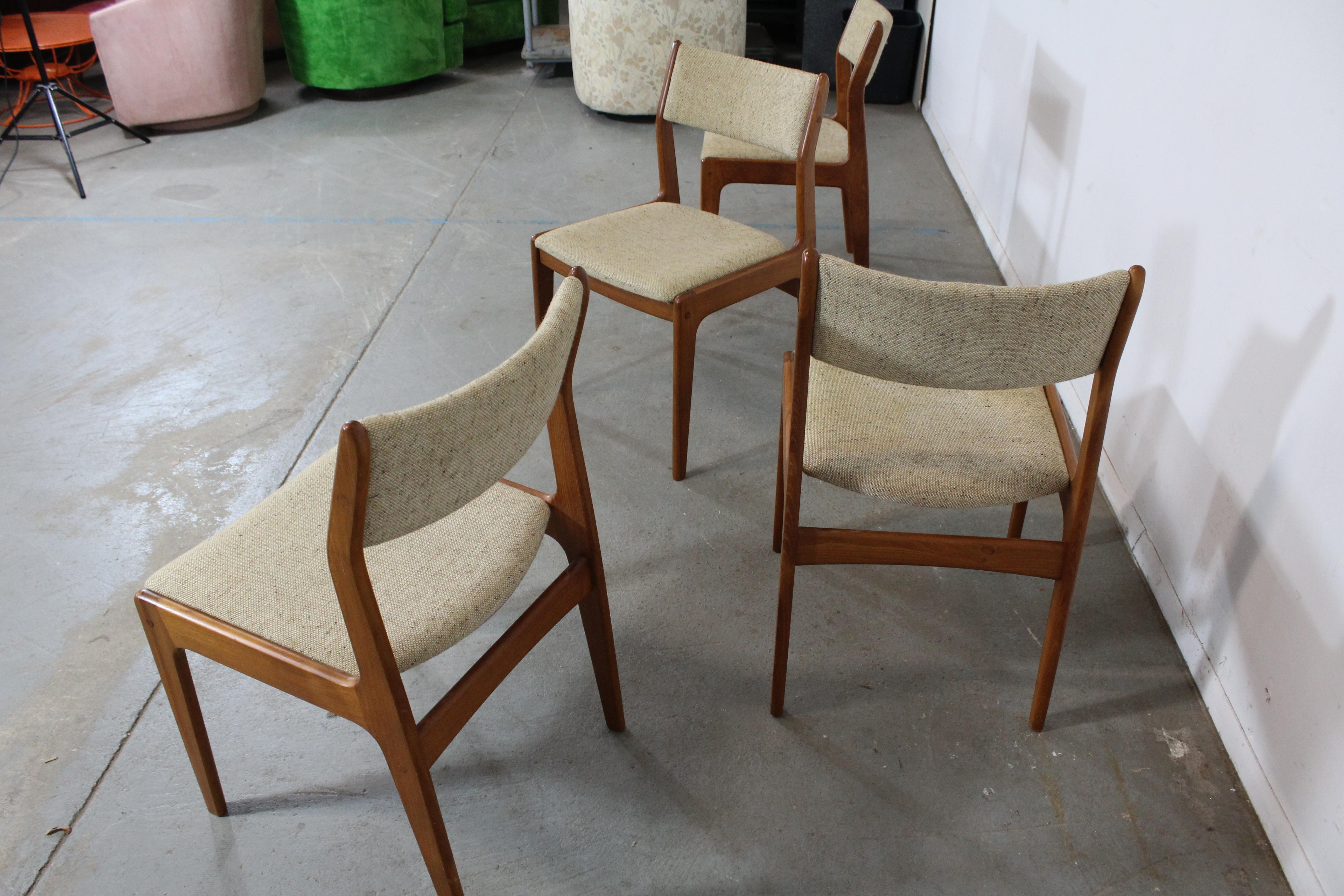 20th Century Set of 4 Danish Modern Teak Side Dining Chairs by D-Scan