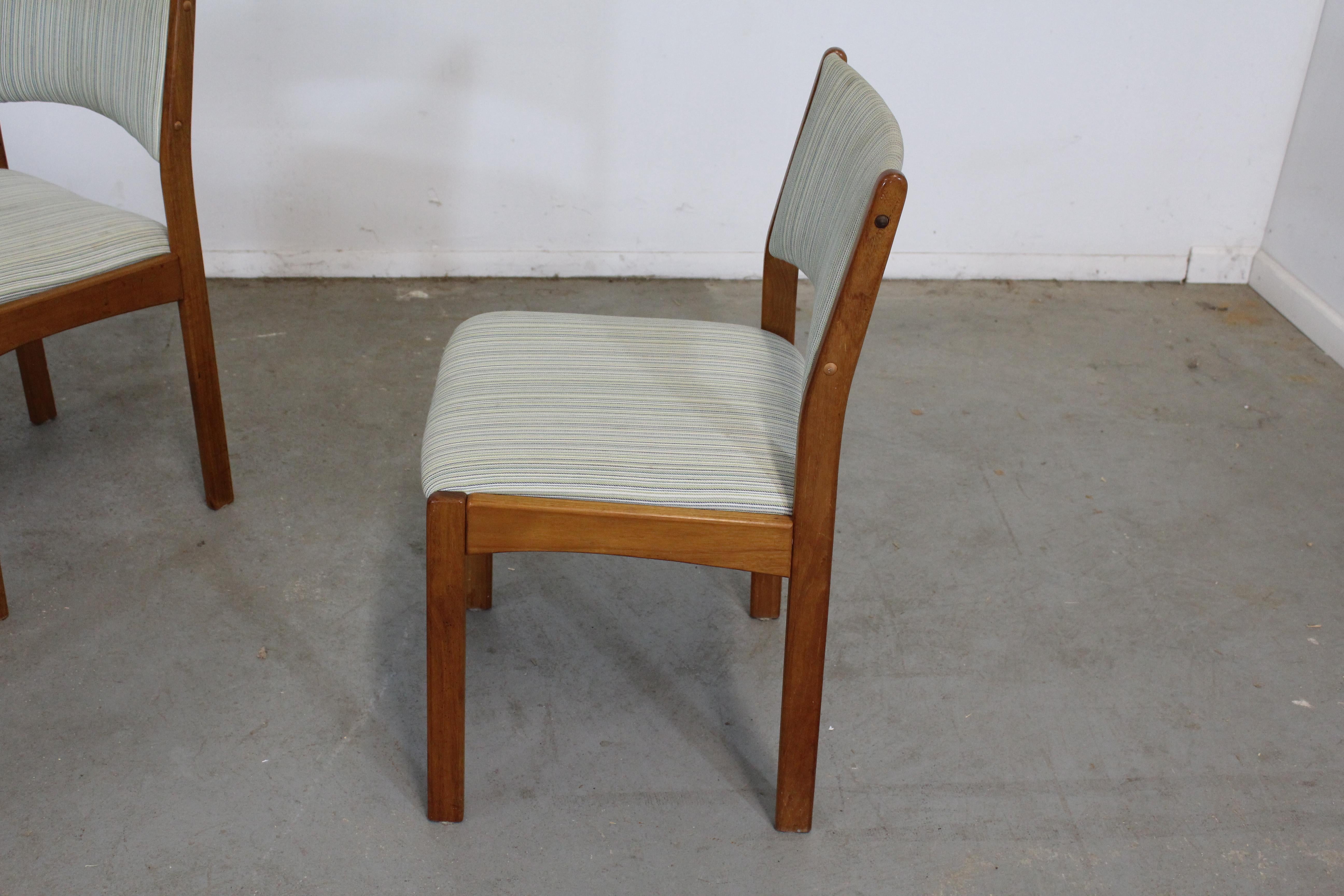 Upholstery Set of 4 Danish Modern Teak Side Dining Chairs