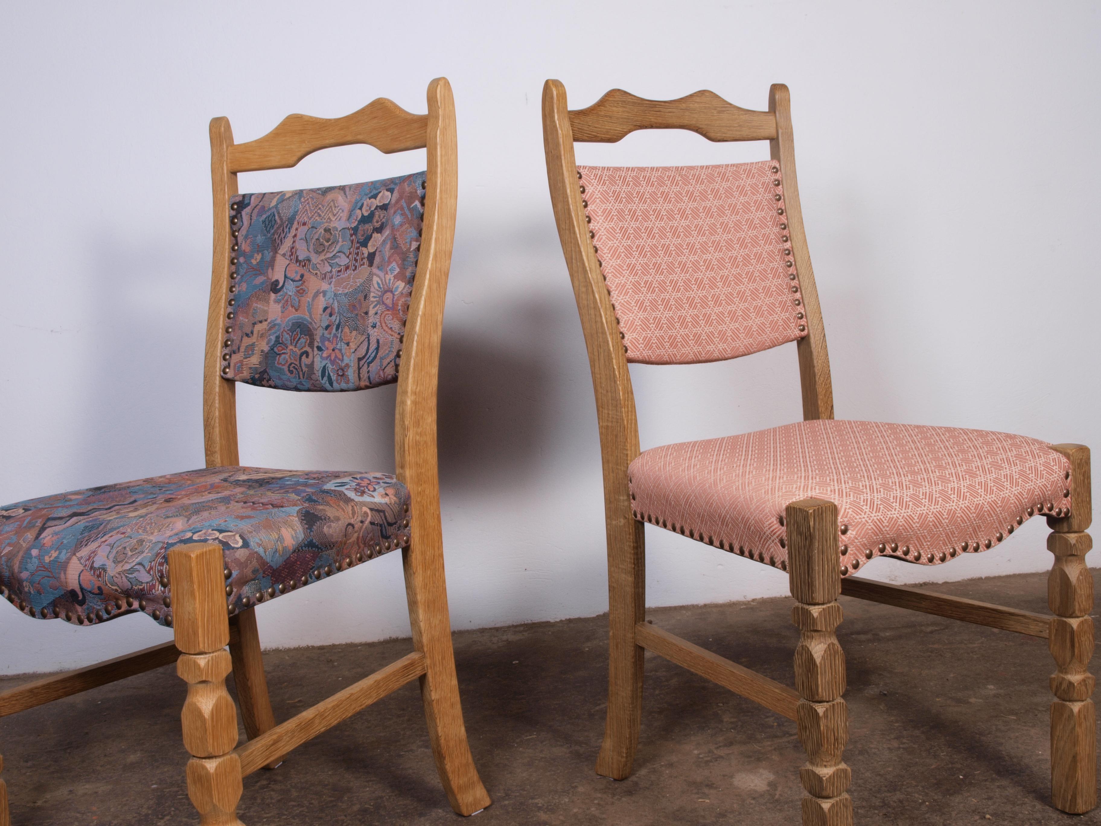 set of 4 Danish Oak Dining Chairs attributed to Henning Kjærnulf For Sale 8