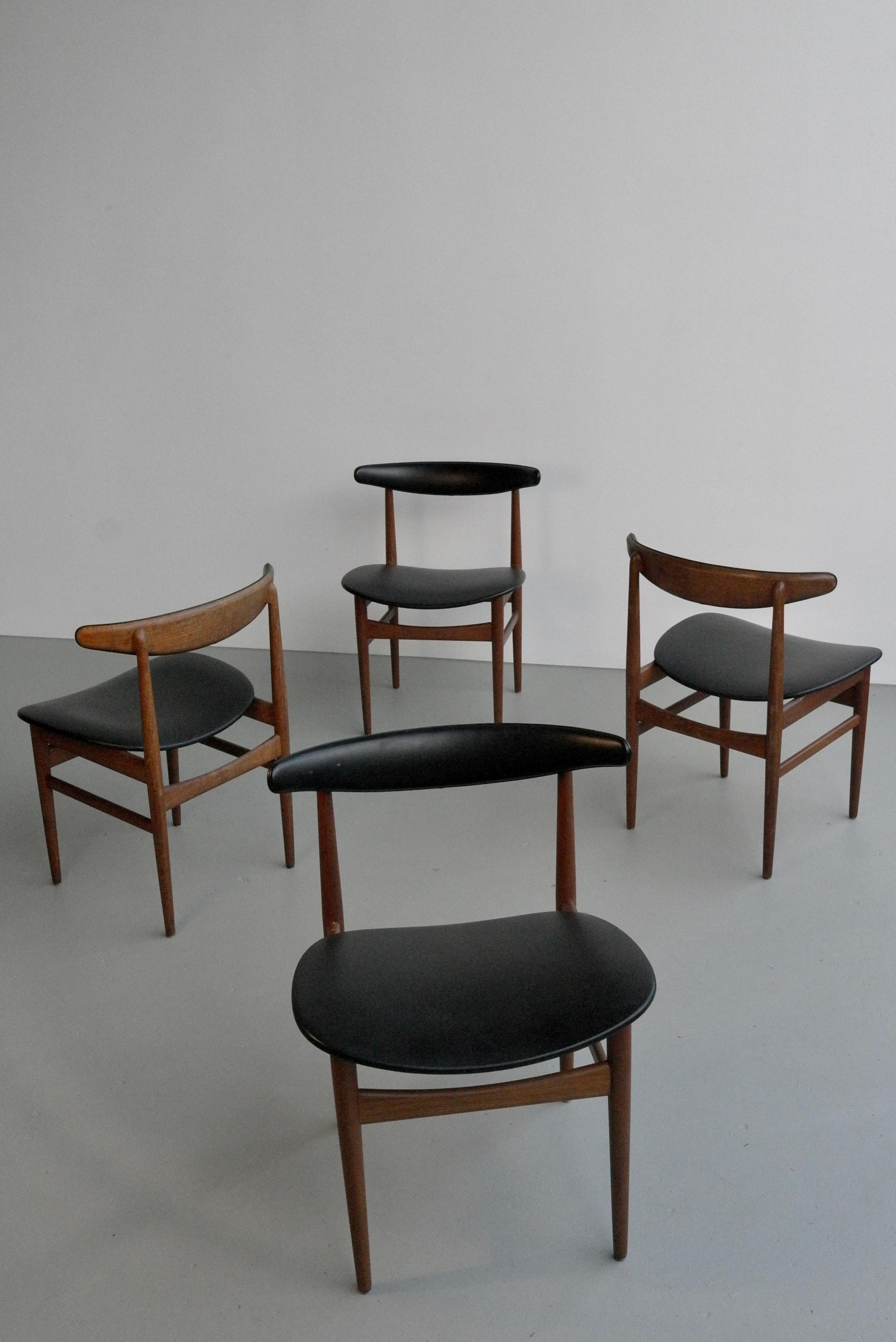 Faux Leather Set of 4 Danish Organic Curved chairs by V.S. Denmark, 1960s