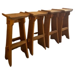 Used Set of 4 Danish Pine Bar Stools, Circa 1970s