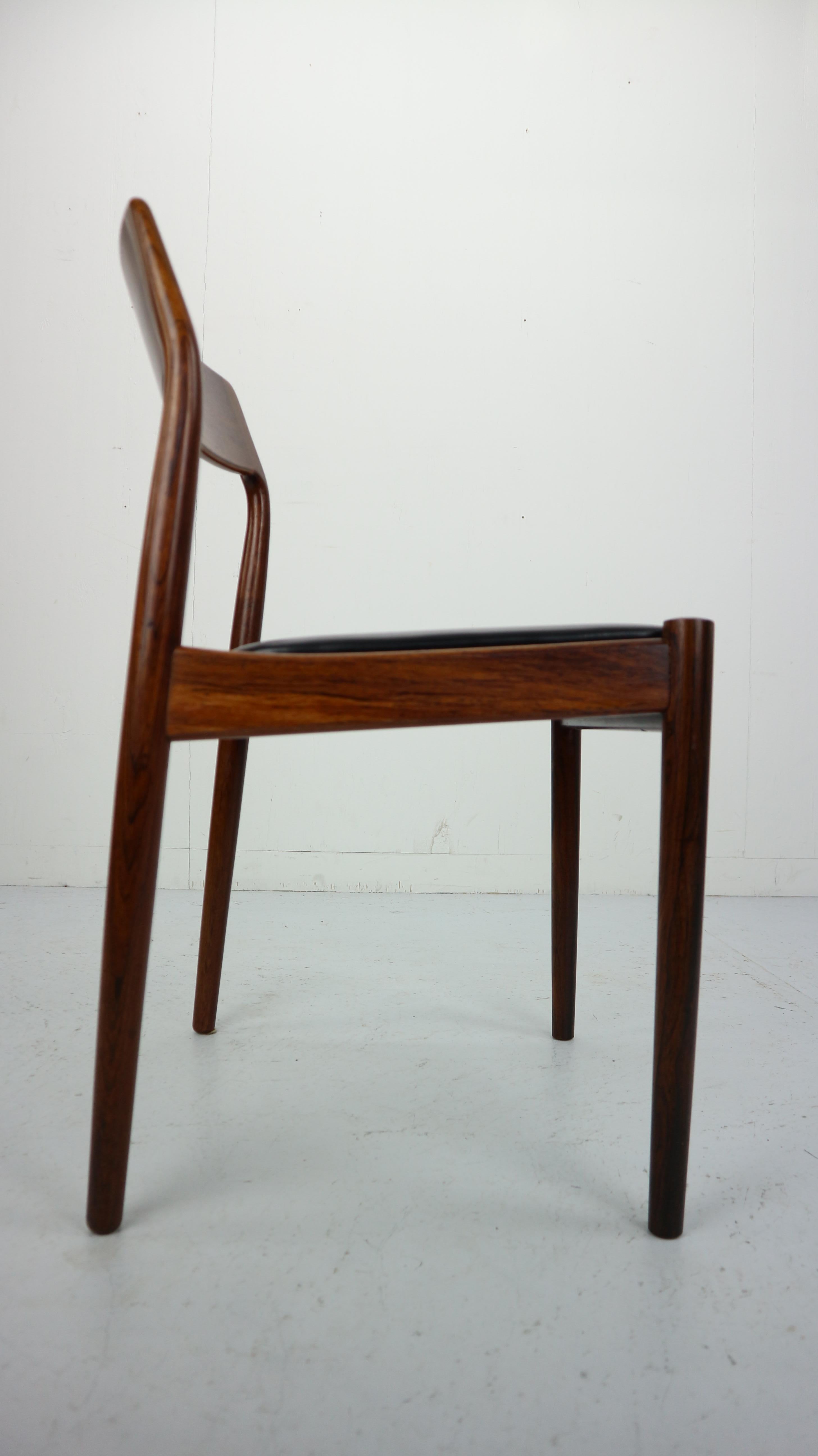 Set of 4 Danish Rosewood and Black Vinyl Chairs by Niels Otto Møller, 1960s 4