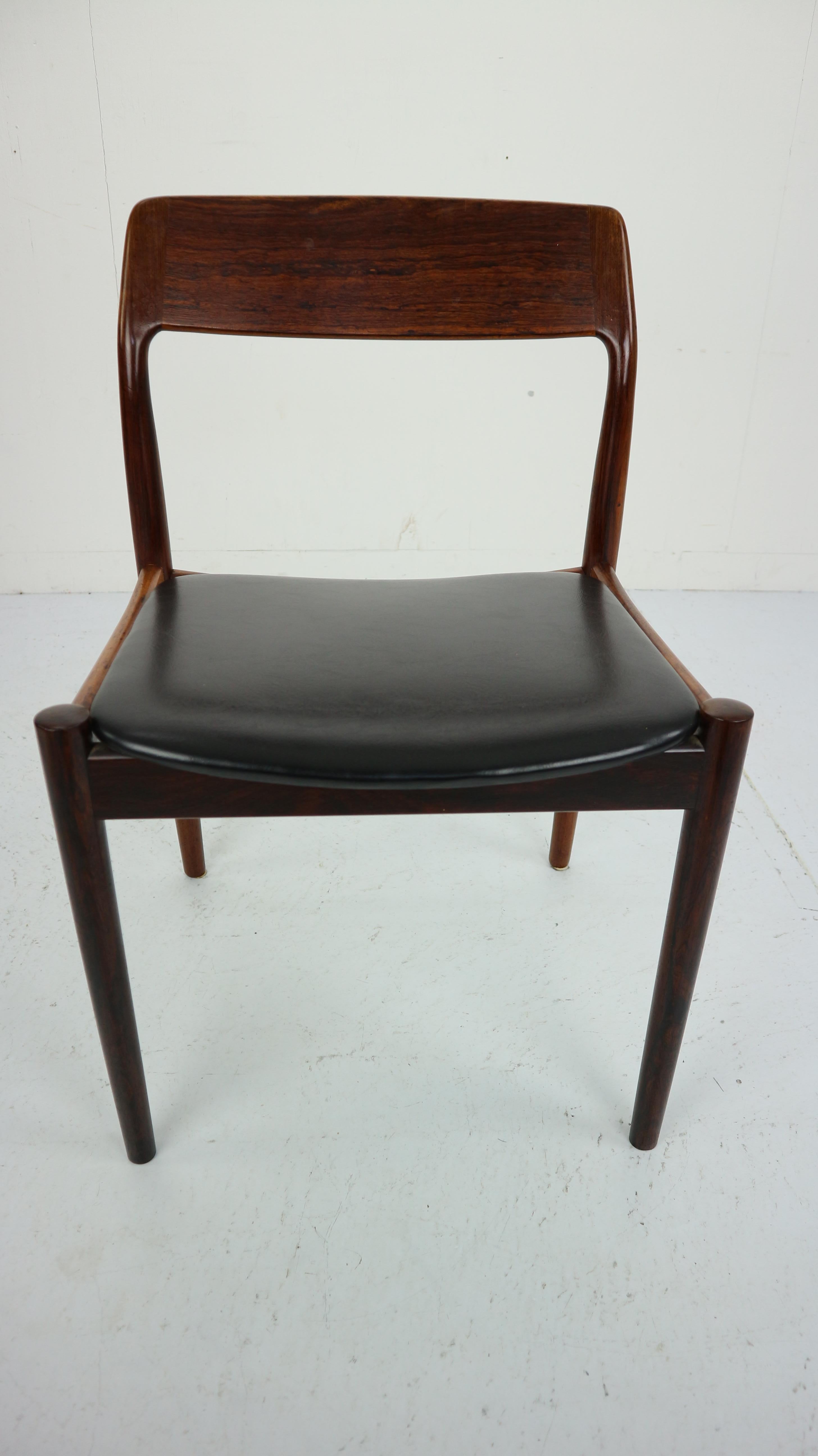 Set of 4 Danish Rosewood and Black Vinyl Chairs by Niels Otto Møller, 1960s 7