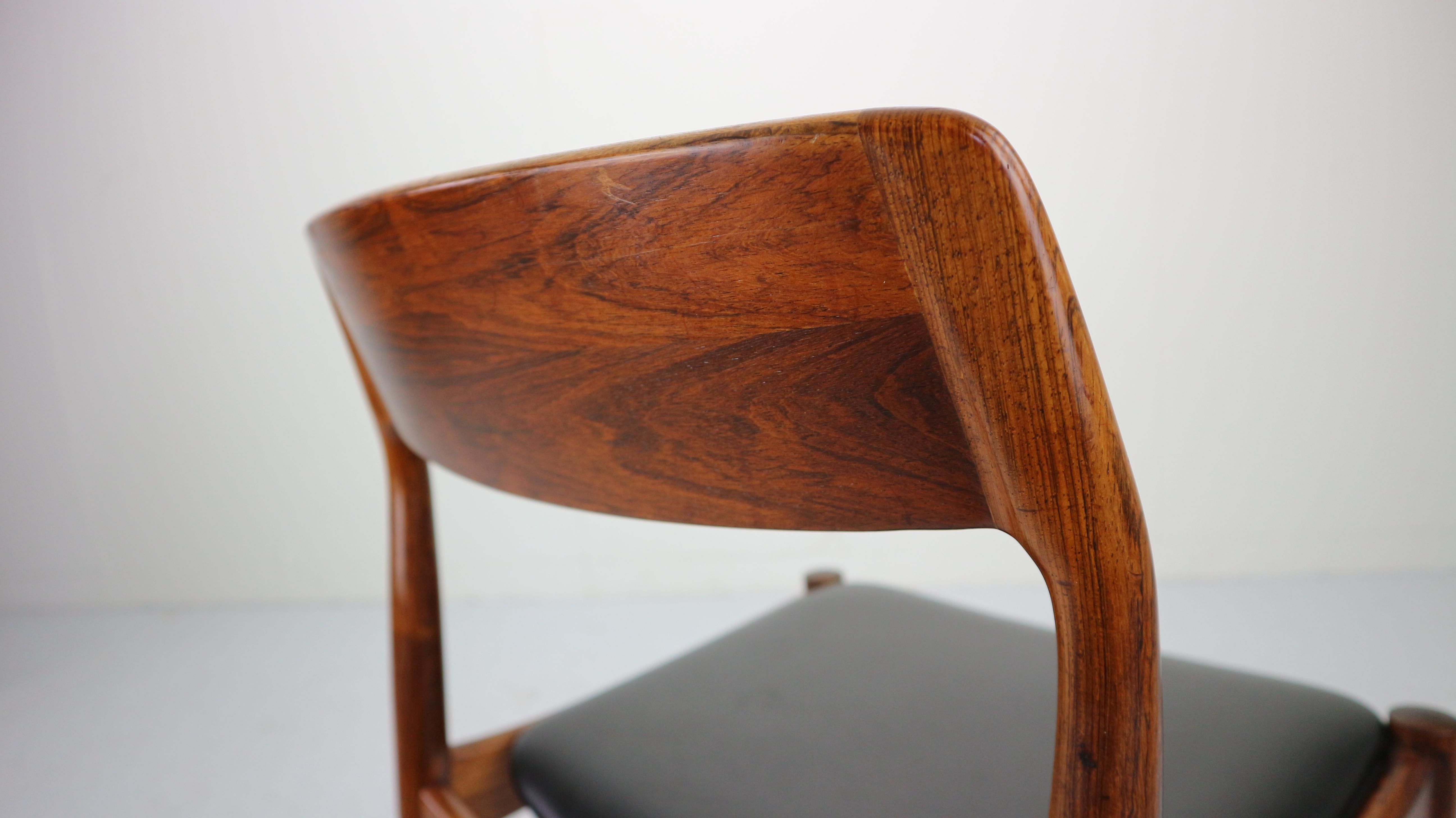 Set of 4 Danish Rosewood and Black Vinyl Chairs by Niels Otto Møller, 1960s 9