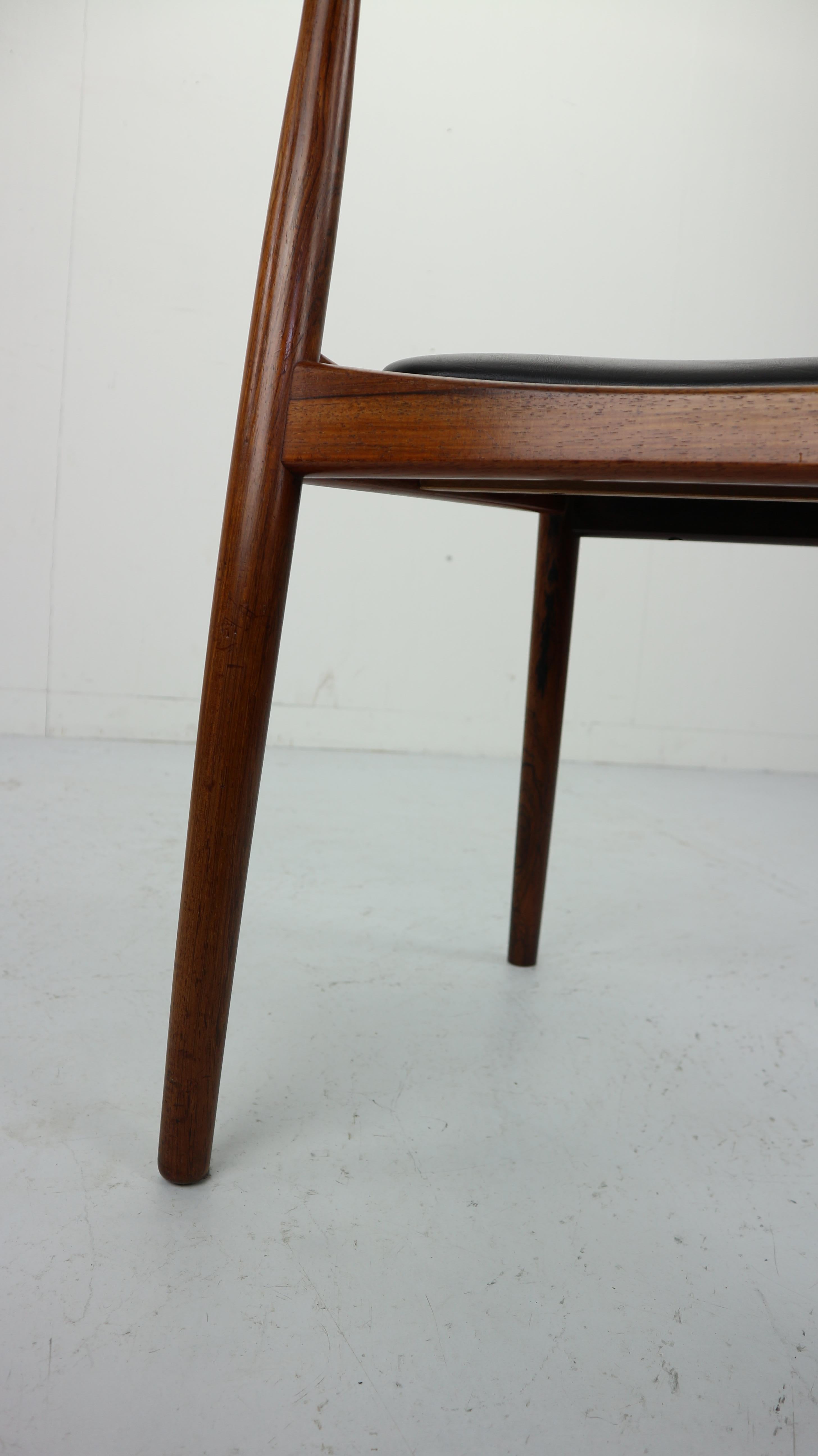 Set of 4 Danish Rosewood and Black Vinyl Chairs by Niels Otto Møller, 1960s 10