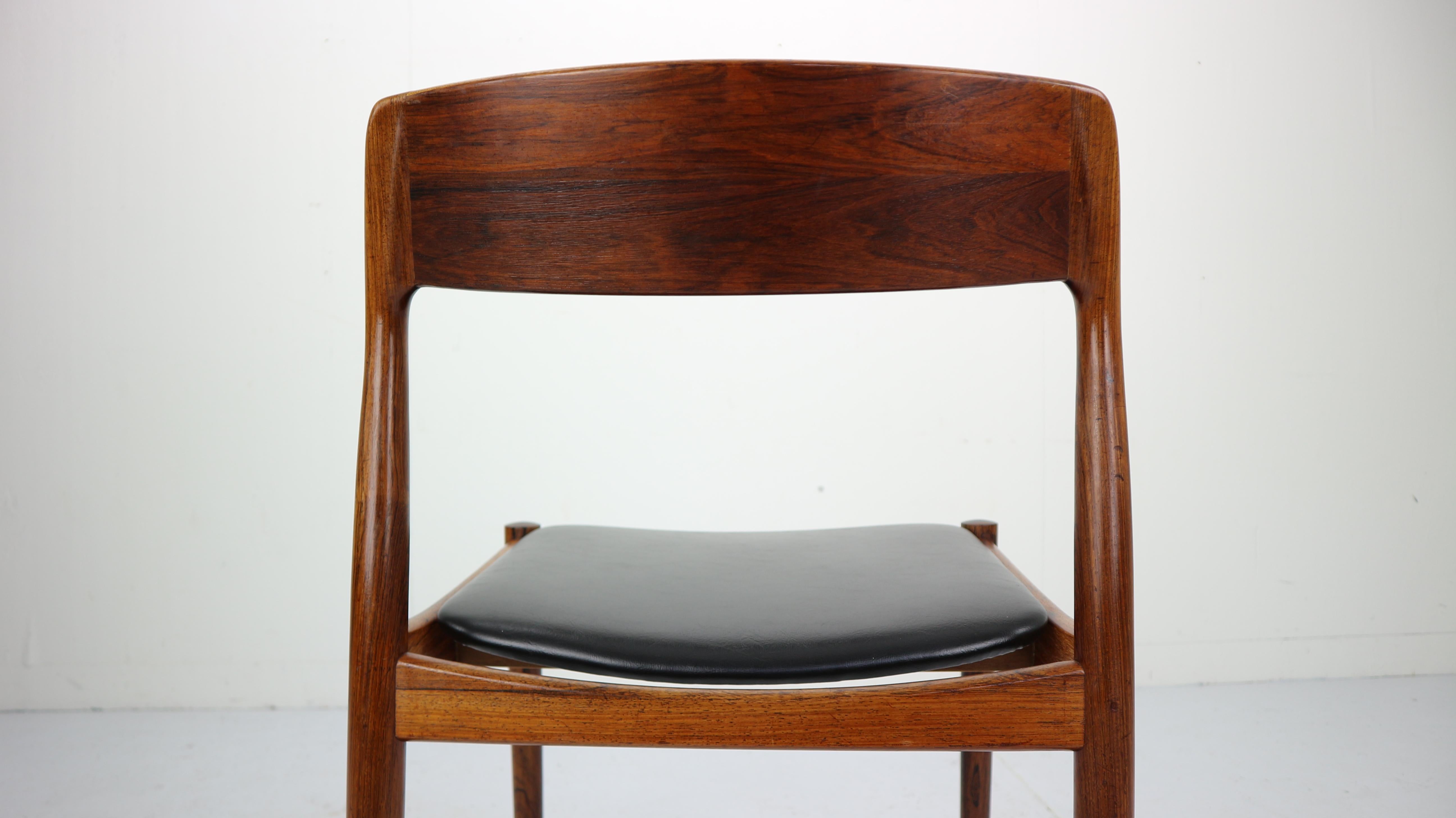 Set of 4 Danish Rosewood and Black Vinyl Chairs by Niels Otto Møller, 1960s 13