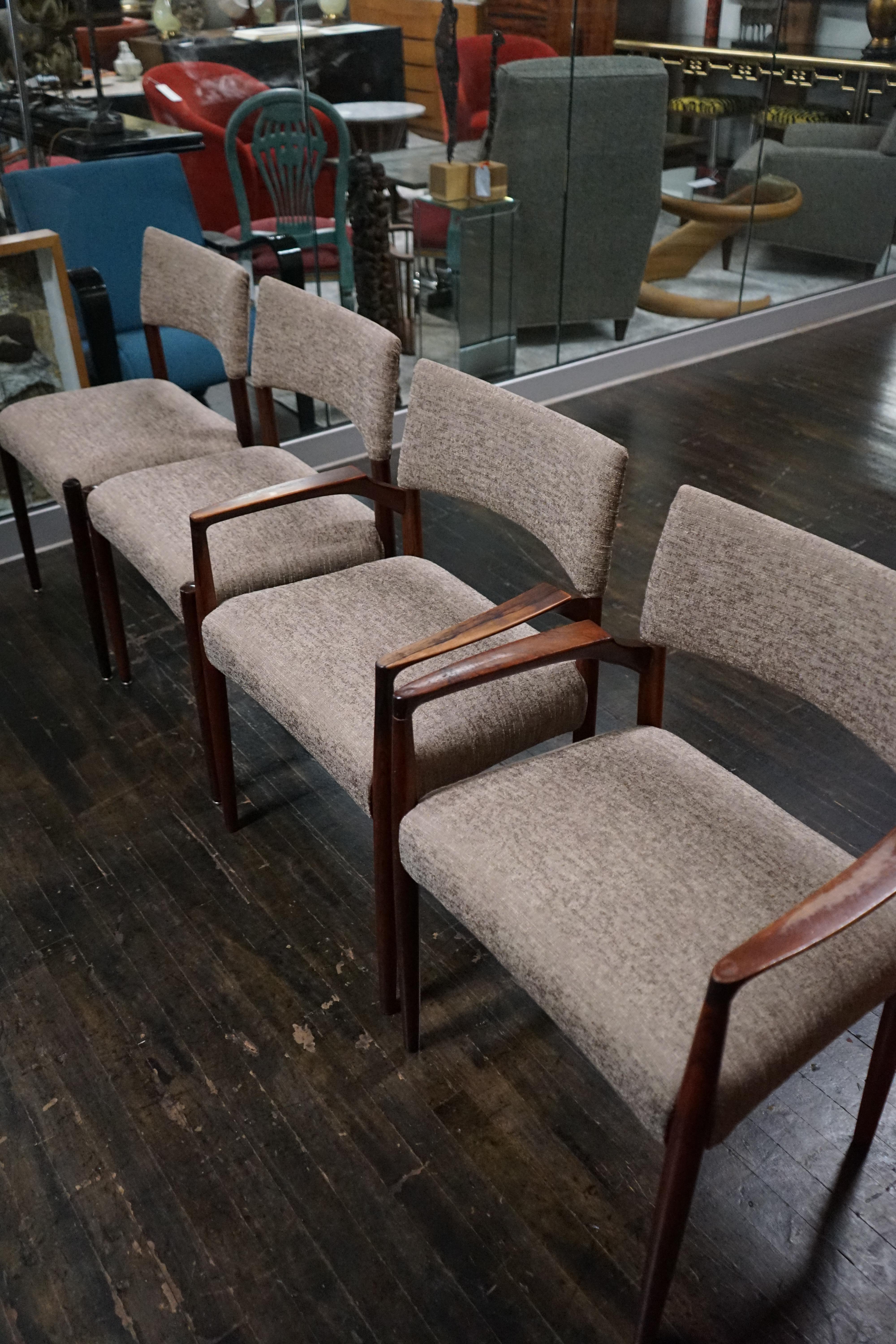 Mid-Century Modern Set of 4 Danish Rosewood 