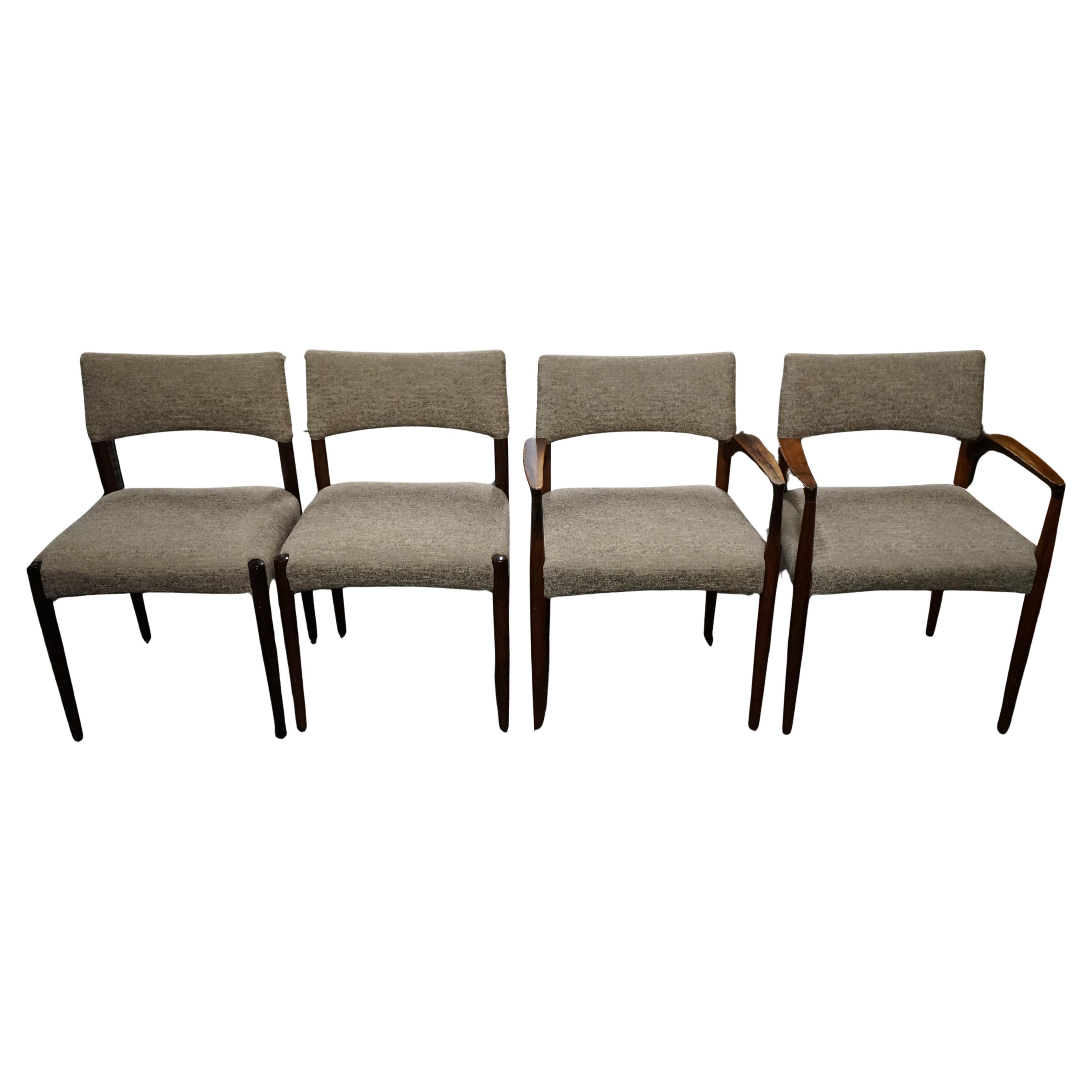 Juego de 4 sillas de comedor danesas de palisandro "Madsen" atribuidas a Aksel Bender