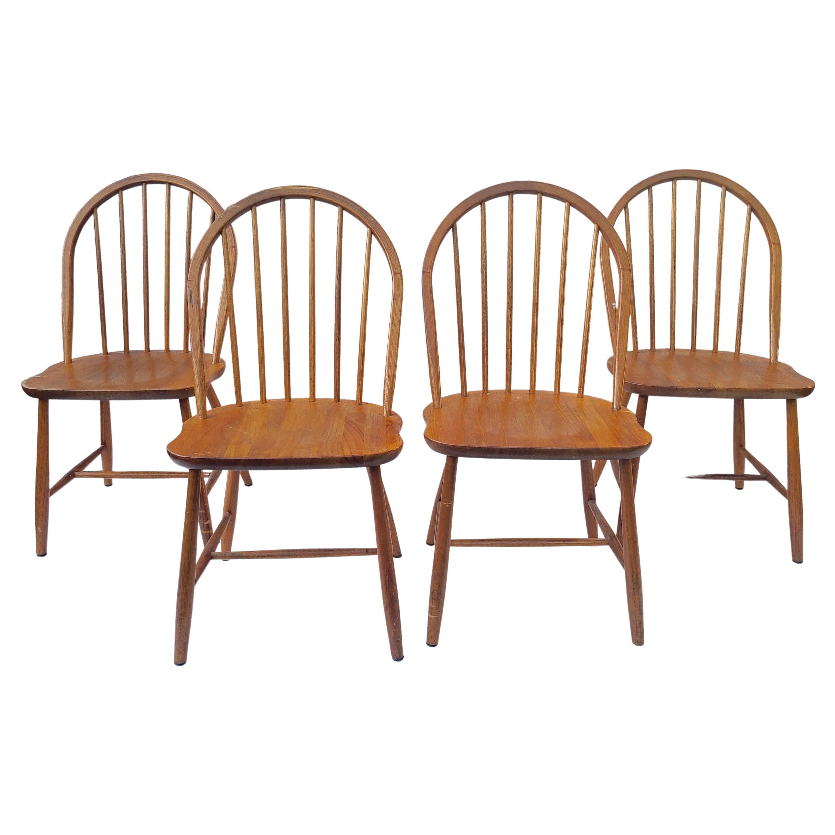 Set of 4 Danish Sculpted Teak Dining Chairs Erik Ole Denmark