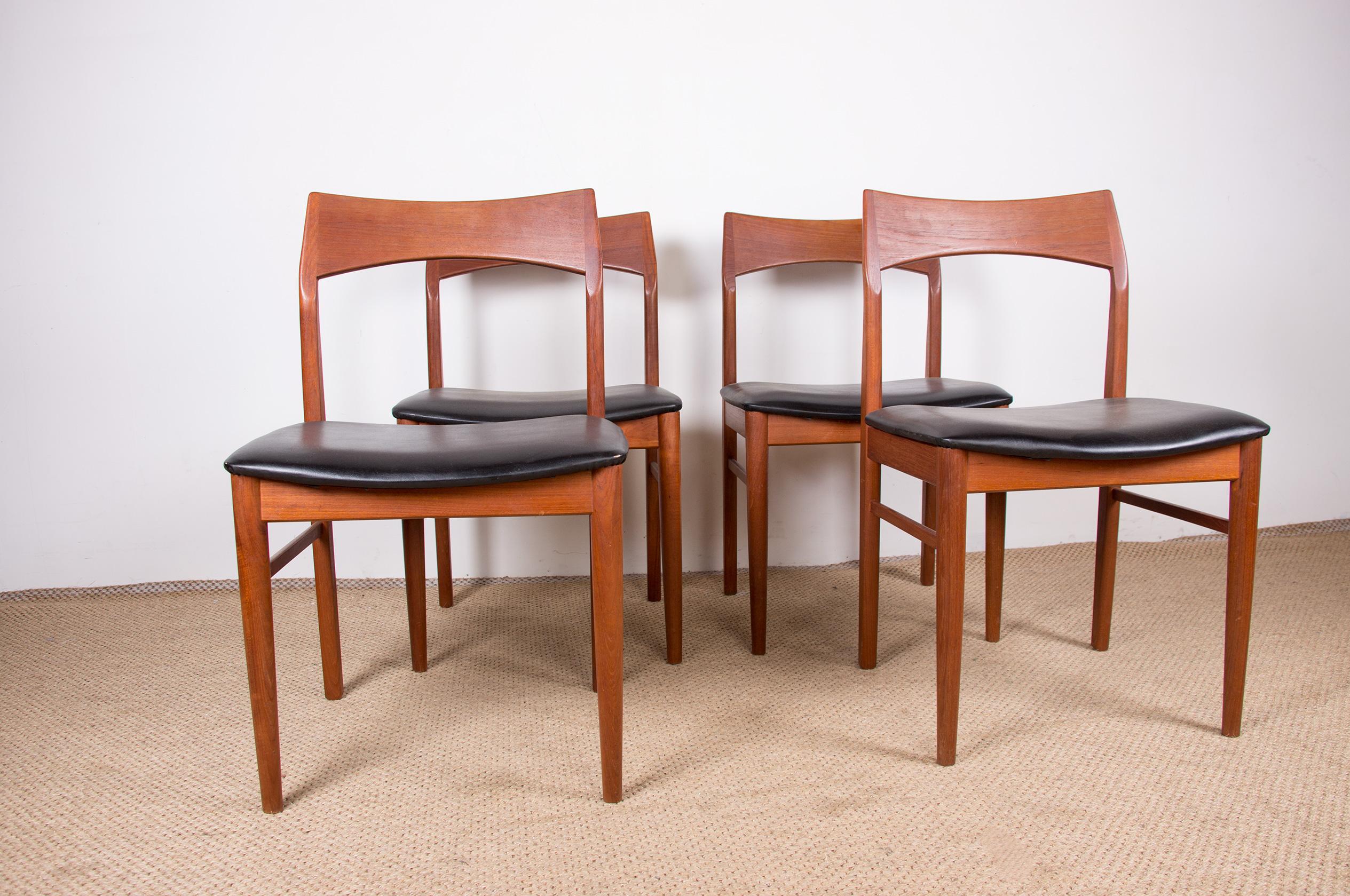 Set of 4 Danish Teak Dining Chair Model 59 by Henning Kjaernulf for Vejle Stole 8