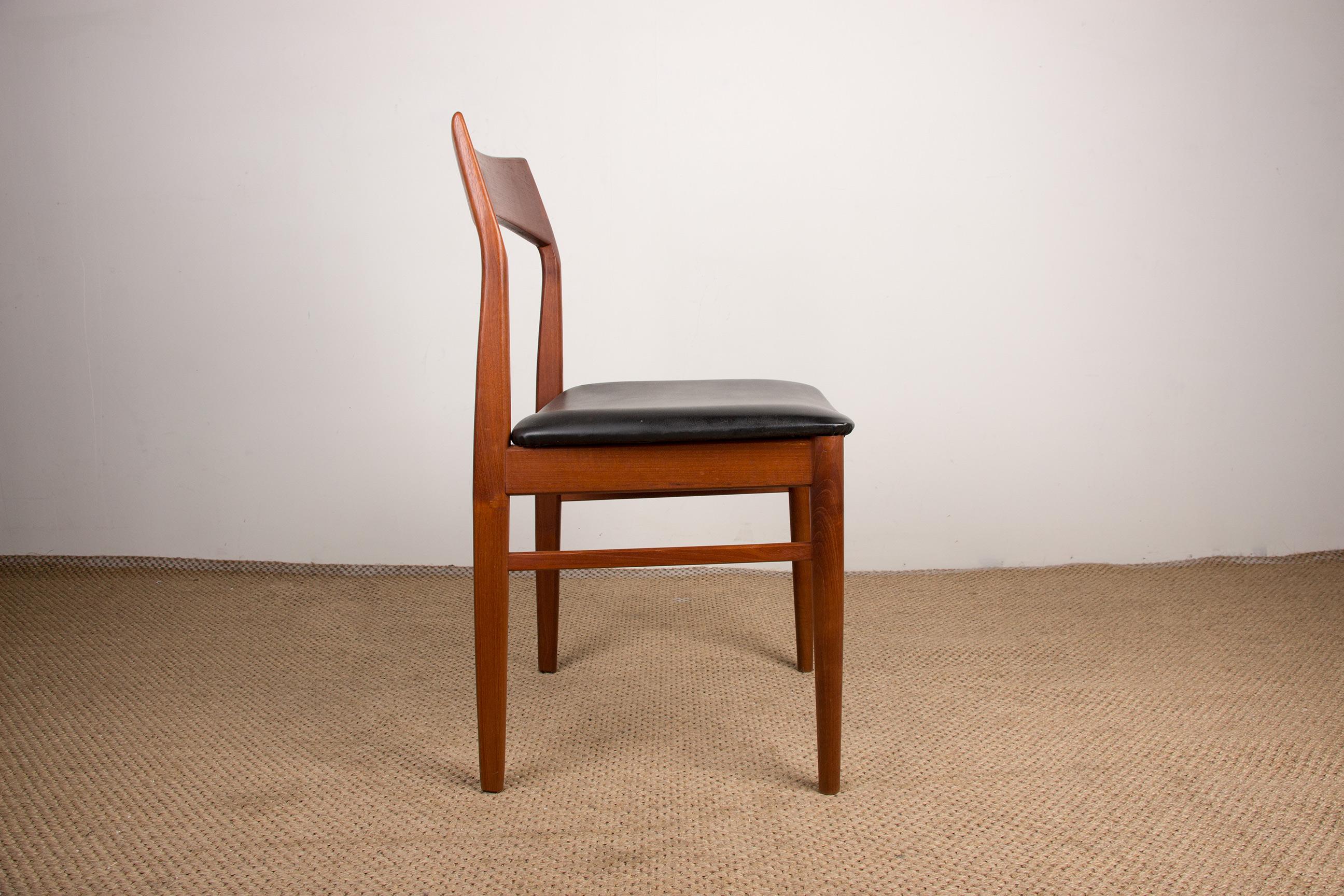 Faux Leather Set of 4 Danish Teak Dining Chair Model 59 by Henning Kjaernulf for Vejle Stole