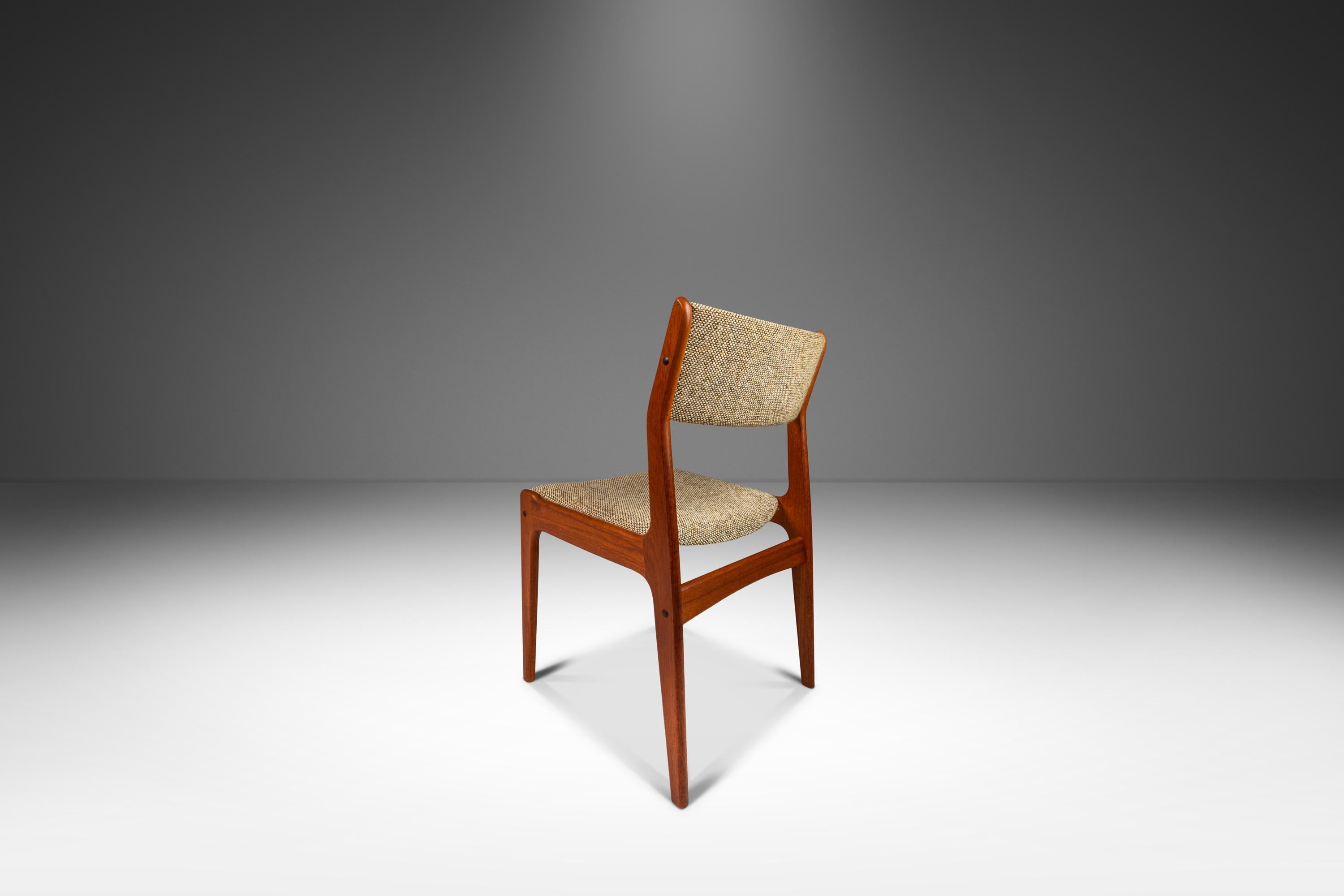 Mid-Century Modern Set of 4 Danish Teak Dining Chairs by D-SCAN, Original Fabric, c. 1970s For Sale