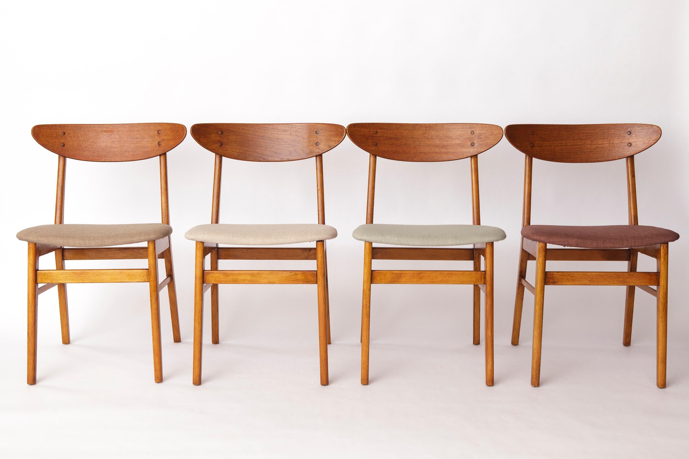 Set of 4 Danish Dining Chairs by Farstrup Møbler – 1960s

Offered here is a charming set of 4 Danish dining chairs, produced by Farstrup Møbler in the 1960s.
The price listed is for the complete set of four.

Solid teak frames – carefully