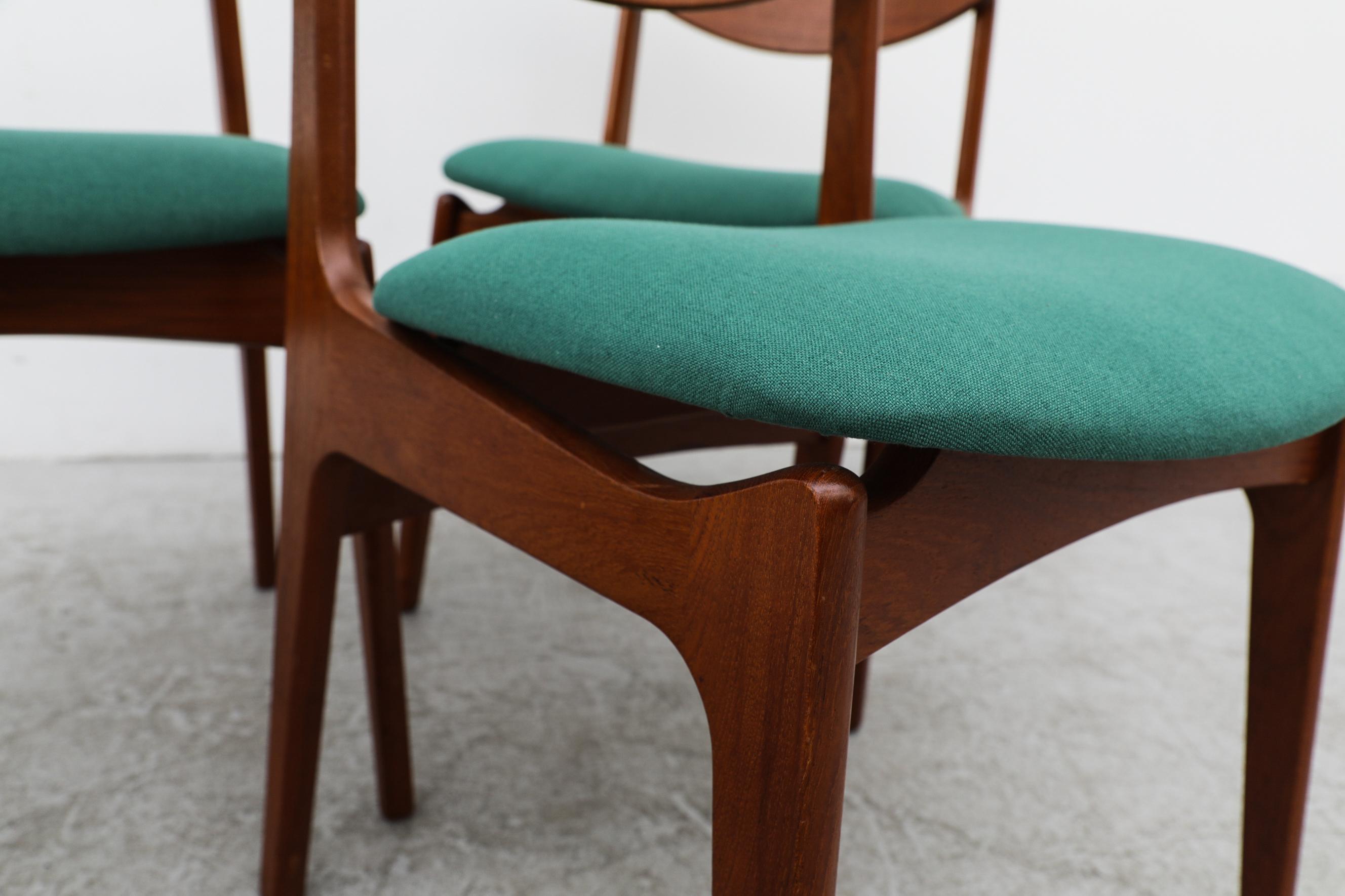 Set of 4 Danish Teak Dining Chairs by Funder Schmidt + Madsen w/ Teal Seats 7