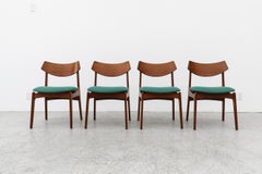 Set di 4 sedie da pranzo in teak danese di Funder-Schmidt and Madsen con sedute color verde acqua