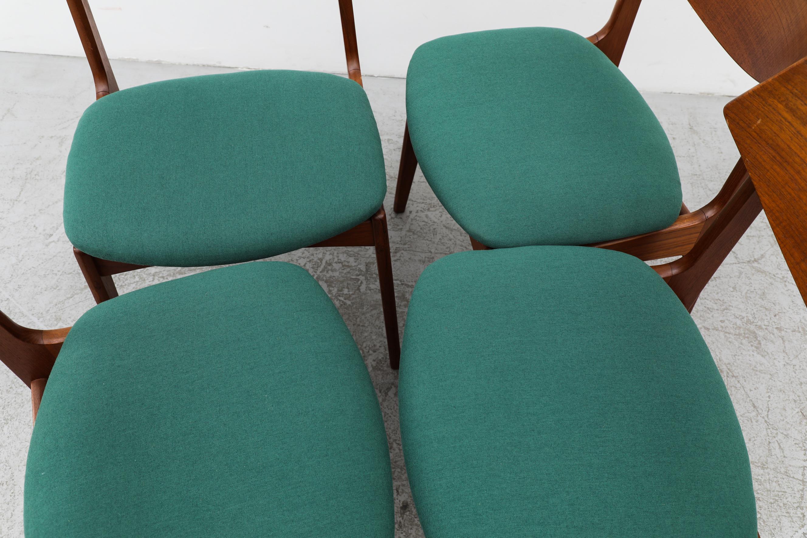 Set of 4 Danish Teak Dining Chairs by Funder Schmidt + Madsen w/ Teal Seats 2