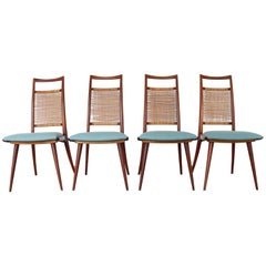 Set of 4 Danish Teak Dining Chairs with Braided Backs, 1960s