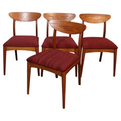 Set of 4 Danish Teak Mid-Century Dining Room Chairs Reupholstered