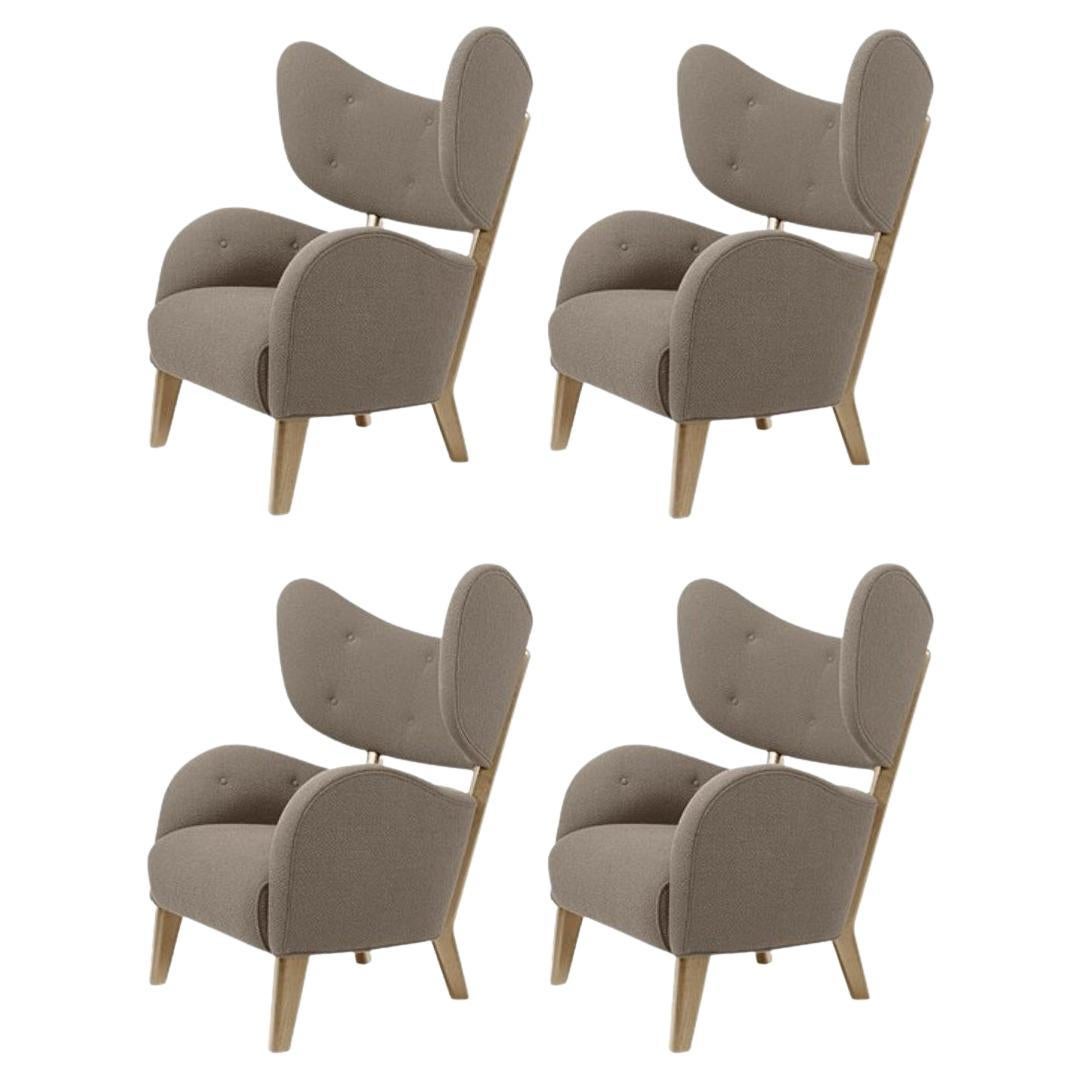 Lot de 4 chaises longues My Own en chêne naturel, beige foncé Raf Simons Vidar 3 de Lassen