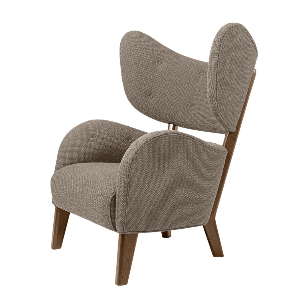 Set of 4 dark beige raf simons vidar 3 smoked oak my own lounge chair by Lassen.
Dimensions: W 88 x D 83 x H 102 cm. 
Materials: Textile.

Flemming Lassen's iconic armchair from 1938 was originally only made in a single edition. First, the then