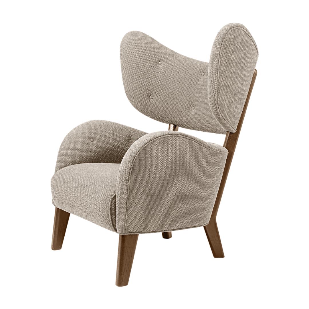 Set of 4 dark beige sahco zero smoked oak my own chair lounge chairs by Lassen.
Dimensions: W 88 x D 83 x H 102 cm. 
Materials: Textile.

Flemming Lassen's iconic armchair from 1938 was originally only made in a single edition. First, the then