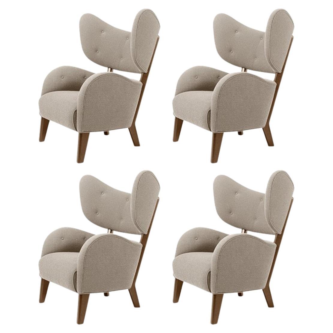 Set of 4 Dark Beige Sahco Zero Smoked Oak My Own Chair Lounge Chairs by Lassen