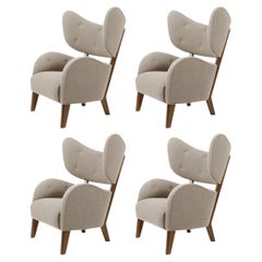 Set of 4 Dark Beige Sahco Zero Smoked Oak My Own Chair Lounge Chairs by Lassen