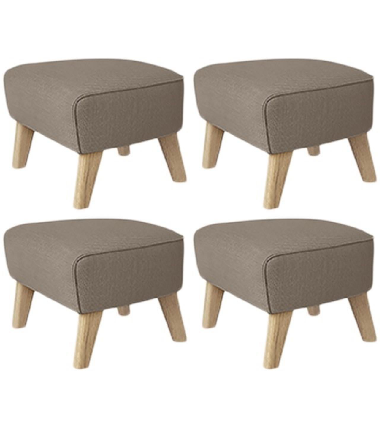 Set of 4 dark beige, natural oak RafSimonsVidar3 My Own Chair Footstool by Lassen
Dimensions: W 56 x D 58 x H 40 cm 
Materials: Textile, oak
Also available: other colors available.

The My Own Chair Footstool has been designed in the same