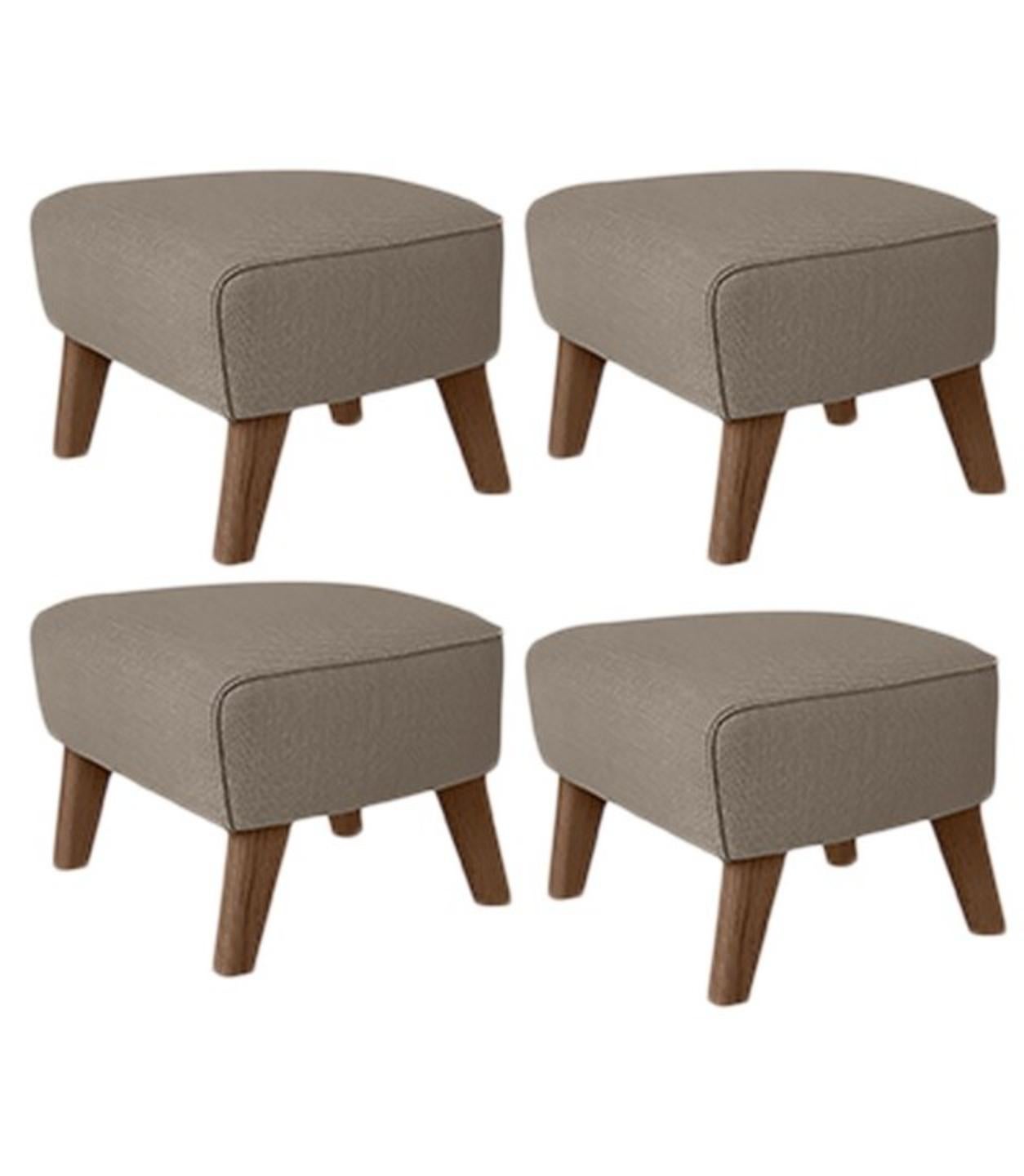 Set of 4 dark beige, smoked oak Raf Simons Vidar 3 My Own Chair Footstool by Lassen
Dimensions: W 56 x D 58 x H 40 cm 
Materials: Textile, oak
Also available: other colors available.

The My Own Chair Footstool has been designed in the same