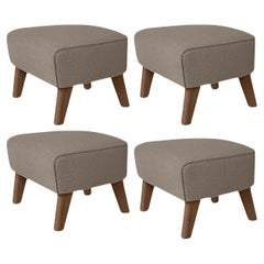 Set of 4 Dark Beige, Smoked Oak Vidar 3 My Own Chair Footstool by Lassen