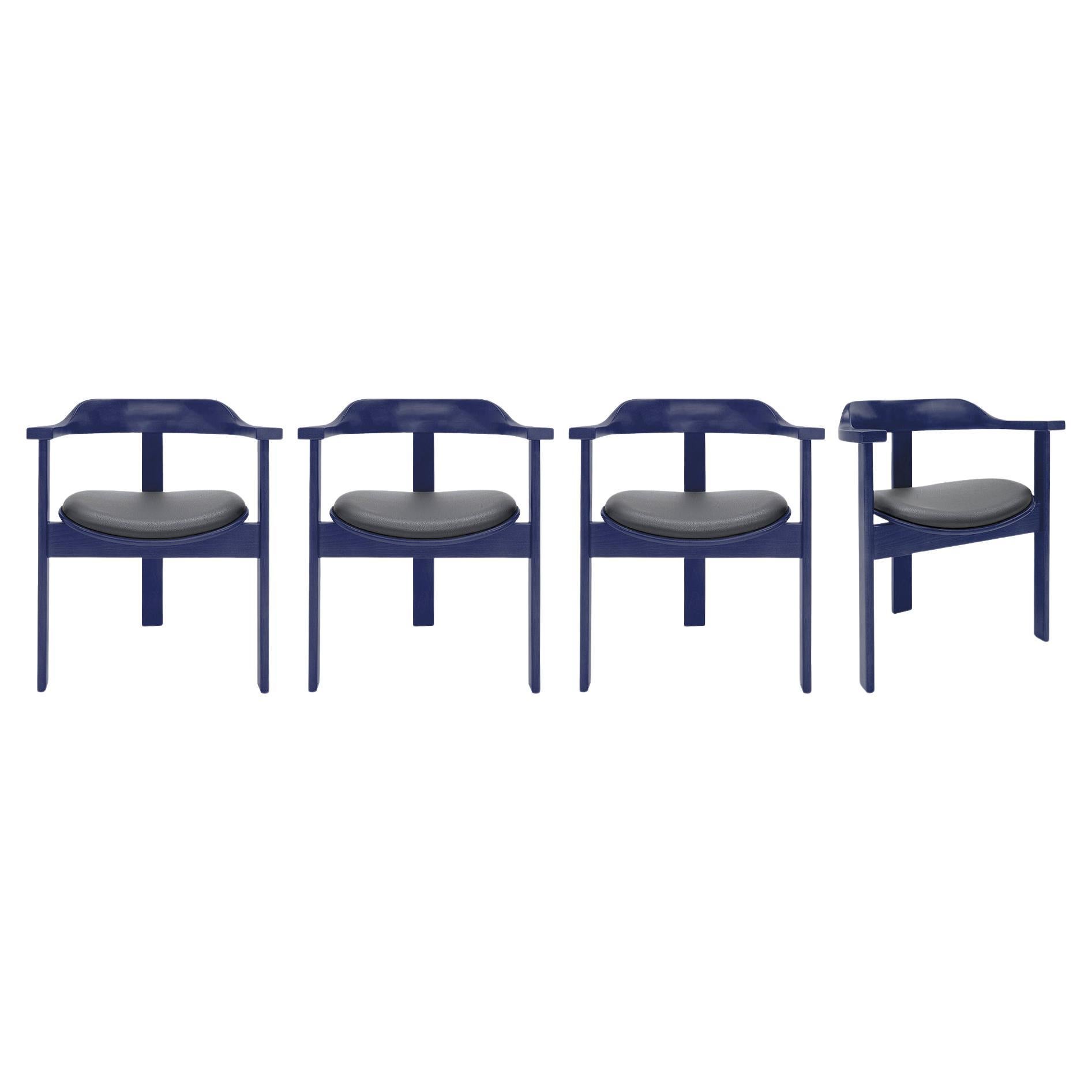 Set of 4 Dark Blue Haussmann Armchairs by Robert & Trix Haussmann, Design, 1964 For Sale